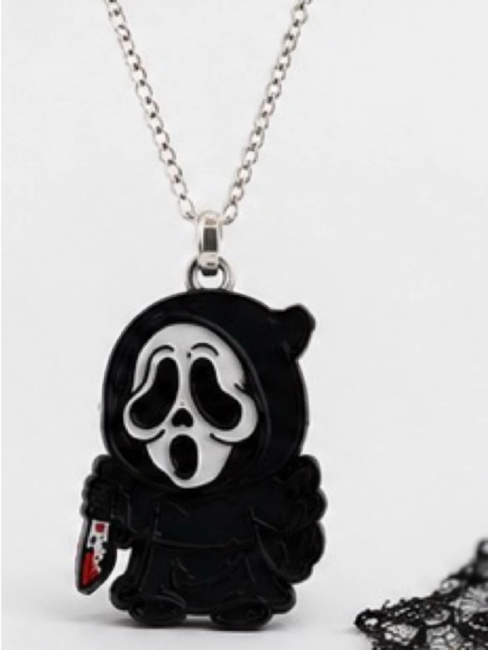 Ghost Face Pendant Necklace in Black & White new